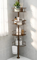 Corner Shower Caddy Tension Pole, Bathroom Organizer for Renters by ResunSy