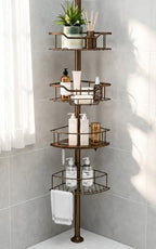 Corner Shower Caddy Tension Pole, Bathroom Organizer for Renters by ResunSy