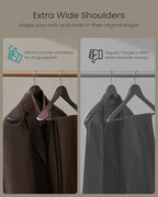 SONGMICS Wooden Suit Hangers 10 Pack, Extra-Wide Shoulder Clothes Hangers - Image 4