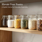 ComSaf Glass Pantry Jars with Airtight Lids 34 oz 6 Pack Wide Mouth Hobnail - Image 2