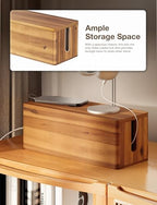 TIDITA 16" L Wooden Cable Management Box Round Edge, Magnetic Lid, Large - Image 4