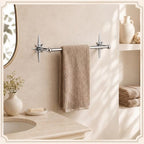 12 Inch Atomic Starburst Towel Bar, Silver Metal Bathroom Towel Rack - Image 3