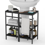 CADUKE Pedestal Sink Shelf, 2 Pack Under Sink Organizers and Storage, Black by CADUKE