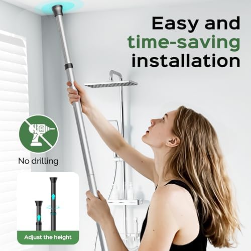 HAMITOR Shower Caddy Tension Pole: Rustproof Quick Install Standing Corner Bathroom Organizer Shelf on Floor for Renters - 4-Tier Large Capacity Storage Rack with Soap Holder for Apartment -Silver - Image 5