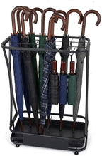 15 Slot Umbrella Stand with 8 Hooks – Heavy Duty Metal Indoor Umbrella Rack Holder with Removable Drip Tray – Large Commercial Entryway Organizer for Office, Lobby or Home by AetherWings