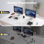 Dual Monitor Riser, Acrylic Monitor Riser with Keyboard Storage, Adjustable Angle & Length Computer Monitor Stand, Wide Desk Shelf for Top of Desk for Home Office_White Maple Look - Image 7