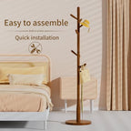 Solid Wood Round Base Coat Rack, Free Standing Hall Coat Tree with 8 Hooks（+2 spare for Coats, Hats, Bags, Purses, for Entryway, Hallway, Rubberwood Hooks,Base and Pole(Round Base,Brown) - Image 4