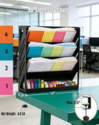 Yuxh 13" 4-Tier Clamp-On Desk Shelf, Metal File Organizer - Image 2