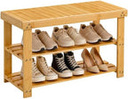 Amada 3 Tier Bamboo Shoe Rack Bench for Entryway, Living Room, Natural by AMADAHOMEFURNISHING
