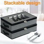 Silverware & Flatware Storage Organizer with Lid, 2 Pack Gray - Image 4