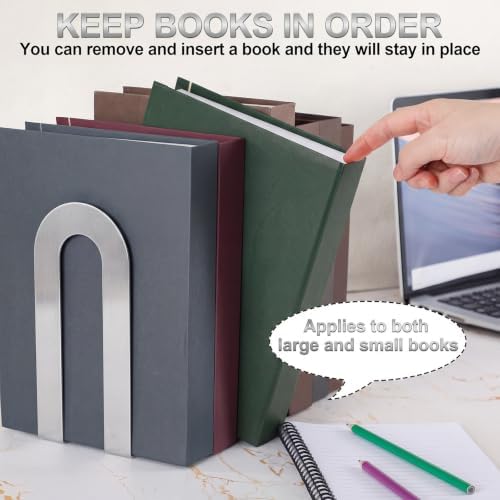 Chunful 18 Pcs Sliver Metal BookEnds Shelves, 7.5 x 5.75 x 3.5 in - Image 5