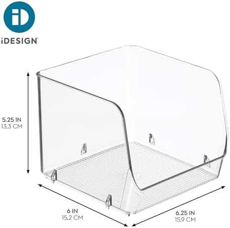 iDesign Stackable Open-Front Storage Bins, Set of 3, Clear - Image 4