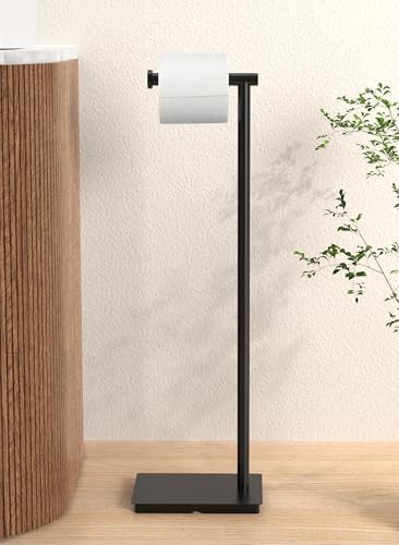 KES Freestanding Toilet Paper Holder Stand with Weighted Base, Black, 26" by KES
