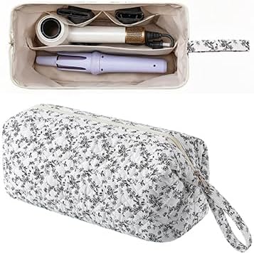GISMTR Large Quilted Hair Tools Travel Bag for Hair Dryer Aesthetic Cute Dustproof Travel Organizer Flat Curling Iron Travel Organizer by GISMTR