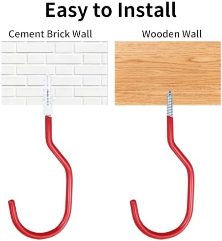 24 Pack Bike Rack Garage Hooks for Hanging, PVC Coated, Red - Image 3