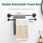 Hoimpro Double Towel Bar Towel Rack for Bathroom Holder Wall Mounted Black - Image 6