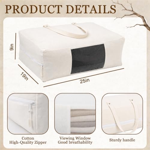2 Pack Canvas Storage Bags for King/Queen Comforters Blanket, 25"x19"x9" - Image 2