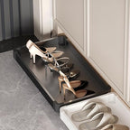 Rolling Under Cabinet Shoe Tray with Casters,Shoe Organizer for Entryway & Mudroom, Pull Out Sliding Under-Desk Boot Rack, Fits Clearance Space(Black,L18.2xD12.2in) by CUXAHO