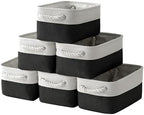 TheWarmHome Storage Bins for Shelves - 6 Pack 11.8x7.8x5.2 inch Collapsible Storage Cubes, Basket for Gifts Empty Closet Organizing Dog Toy Box (White & Black) by TheWarmHome