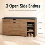 Shoe Storage Bench with Cushion, Rotating Rack for Entryway - Image 6