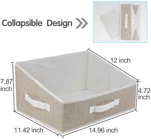 6 Pack Closet Storage Bins for Shelves, Shelf Baskets for Organization,Closet Organizers and Storage,Trapezoid Storage Bin Closet Shelf Organizer for Clothes,Toys,Towel,Book,Baby Clothing (6PC-Coffee) - Image 5