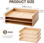 chiazllta 3 Pack Stackable Wood Letter Tray Wood Desk Paper Organizer Tray Wooden Office Documents Shelf Holder for A4 Paper Mail File Document Magazines Folders Receipts Home Office Supplies Storage - Image 2