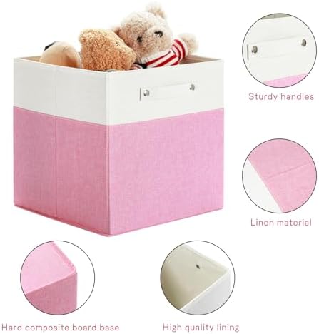 FinishingBo 13x13x13 Storage Cube Bins 4 Pack, Cube Shelf Baskets - Image 6