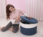 20x15 Inch Extra Large Round Cotton Rope Storage Basket with Lid, Decorative Woven Bin with Cover for Living Room Bedroom Closet, Dark Blue - Image 2