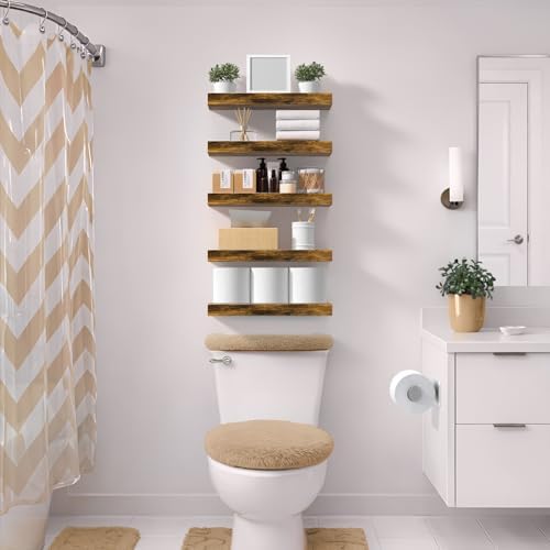 Sorbus 16 Inch Floating Shelves for Wall (5 Pack, Rustic Brown) - Image 2