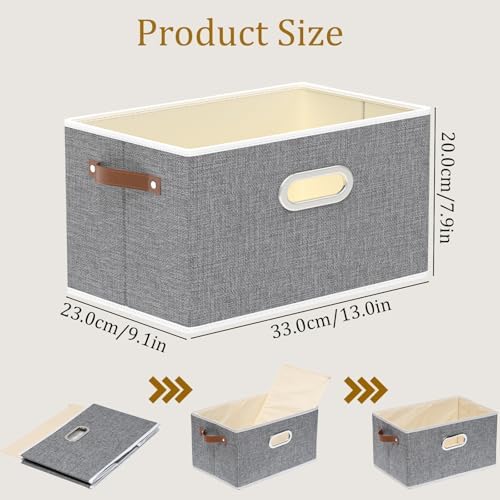 Yawinhe Fabric Storage Baskets,13.0x9.1x7.9in,Grey,4-Pack - Image 5