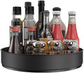 VAEHOLD Lazy Susan Stainless Steel Black Spice Rack Turntable for Pantry Cabinet - Decorative Trays Storage Containers Organizer for Kitchen Cabinet, Snacks, Bathroom (12 inches) by VAEHOLD