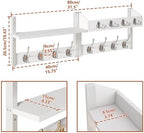 YMYNY 31.5" Coat and Key Rack Wall Mount with Shelf, White, HWS007W-2 - Image 5