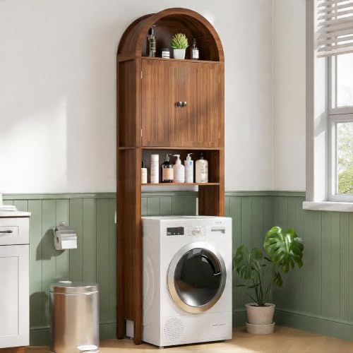Arched Over The Toilet Storage Cabinet with Acrylic Doors, Bathroom Shelf - Image 4