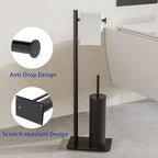 RUACQ Toilet Paper Holder Stand with Toilet Brush & Holder Set, Matte Black - Image 4