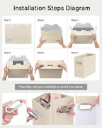 Oterri Portable Collapsible Cardboard File Box with Handle for Letter-Size - Image 6