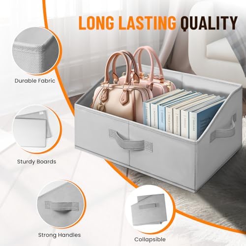 Extra Large Closet Organizers Bins 4 Pack - Blanket Basket for Organizing/Home Clothes Storage Bins for Jeans/Toy Organizers for Nursery/Wardrobe Shelf Closet Organization for Purse Hats Towel - Image 6