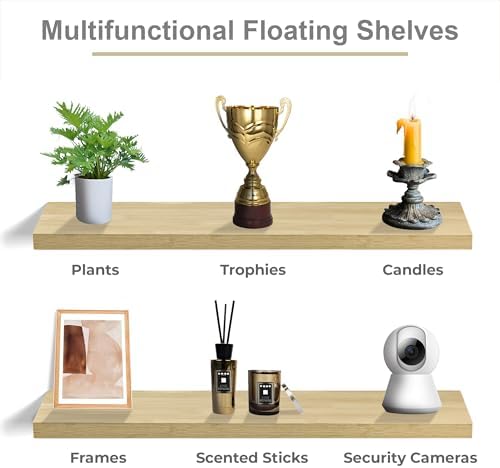 Sorbus Floating Shelves for Wall Storage (35 Inch, 3 Pack, Maple Wood) - Image 6