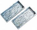 PEMAR Blue Mother of Pearl Tray Set of 2 – Handcrafted Decorative Vanity & Countertop Organizer for Bathroom, Entryway, Coffee Table – Elegant Home Decor Accent, 11.8" Lx5.1 Wx1 H by PEMAR