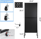 NectaCol 2'x 5' Standing Pegboard Display with T-Base, Pegboard Display Stand with Wheels, Metal Peg Board Display Rack, Art Display Stand, Extra 10 Pieces Hooks - Black - Image 2
