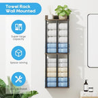 Towel Racks for Bathroom Wall Mounted with Wooden Storage Shelf - Image 3