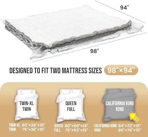 TAILI Mattress Vacuum Bag,King/Califonia King Storage Bag for Memory Foam - Image 3