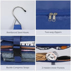 Surblue Hanging Closet Storage Bag Collapsible 3-Shelf Washable Oxford Fabric with 2 Hooks (XL 17.71 * 11.81 * 20in, Blue) - Image 6