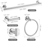 TURS 5 Piece Bathroom Hardware Set Brushed, SUS304 Stainless Steel Bath Towel Bar Set, 24 Inch Bathroom Accessories Kit Wall Mounted - Image 7