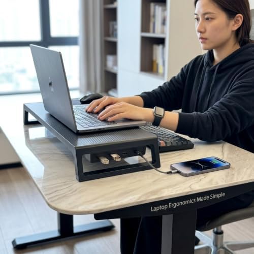 Zapuno Desk Organizer and Accessories, Computer Monitor Stand Riser with USB Hub , Laptop Stand - Image 3