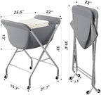 ELYKEN Laundry Basket with Wheels, Collapsible Laundry Hamper, Gray - Image 3