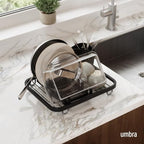 Umbra Sinkin Dish Drying Rack – Drainer Caddy with Removable Cutlery Holder – Use in Sink or On Counter, Black - Image 2