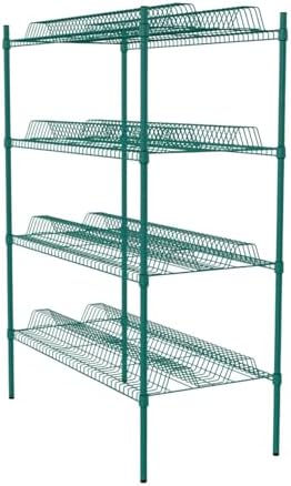 PRO&Family Green Epoxy 4-Tier Commercial Drying Rack with Casters – Heavy Duty Wire Shelving for Dish Drying, Kitchen Storage & Food Service Use (24" x 36" Stationary, 1 1/4" Slots) - Image 5