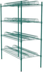 PRO&Family Green Epoxy 4-Tier Commercial Drying Rack with Casters – Heavy Duty Wire Shelving for Dish Drying, Kitchen Storage & Food Service Use (24" x 60" Stationary, 1 1/4" Slots) - Image 5