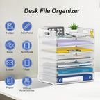 7 Tier Paper Organizer for Desk with Letter Trays & Handle White - Image 3