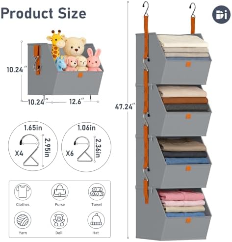 DIMJ 4-Tier Hanging Closet Organizer, Modular Bins for RVs and Small Spaces - Image 3